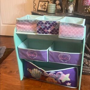Barbie Organizer with Pink and Purple Bins